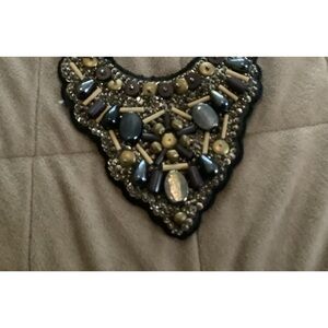 Anthropologie Appliqué beaded necklace on fabric